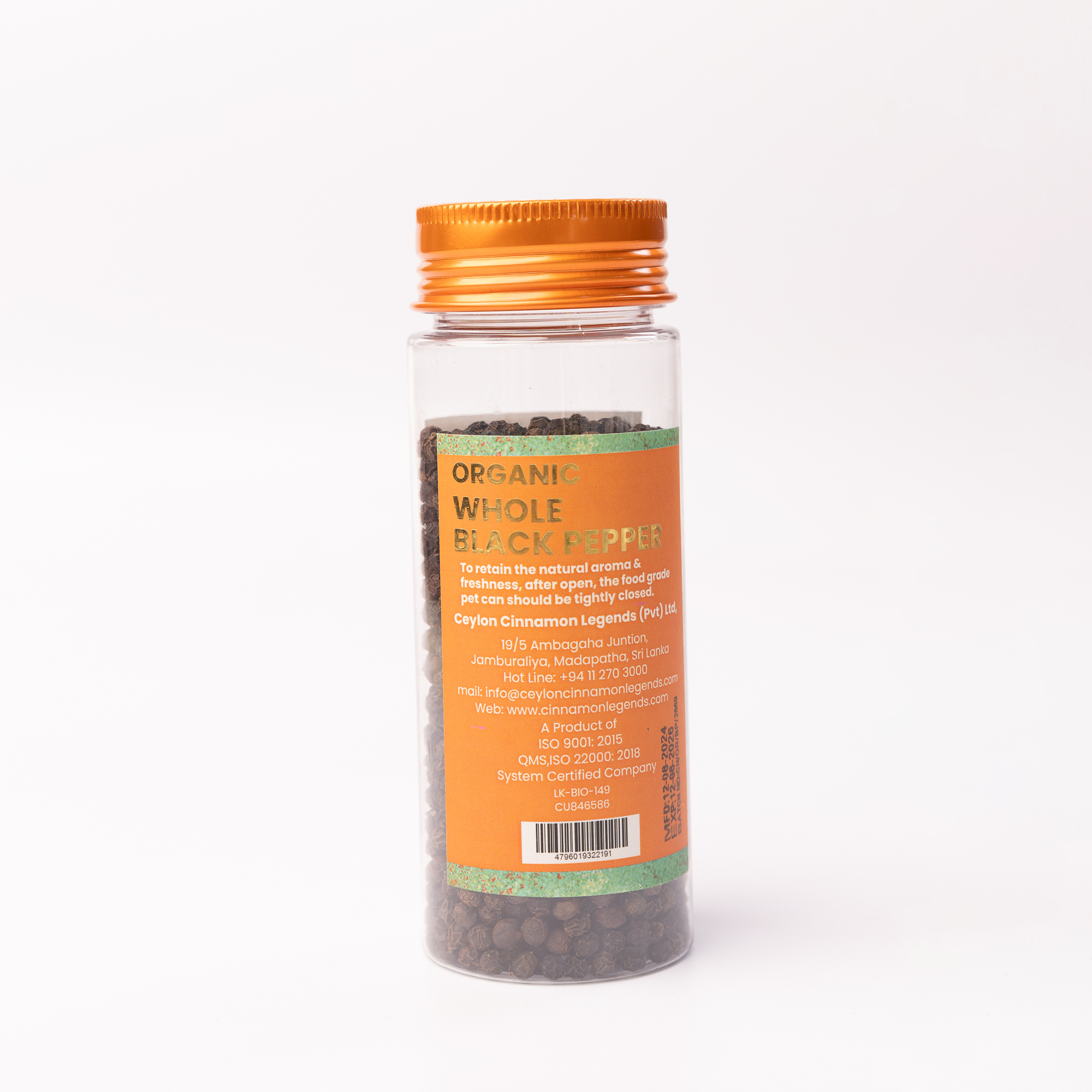 Organic Whole Black Pepper (PET Can)